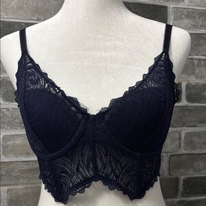 Adore Me Blue Lace Bra with Scalloped Trim